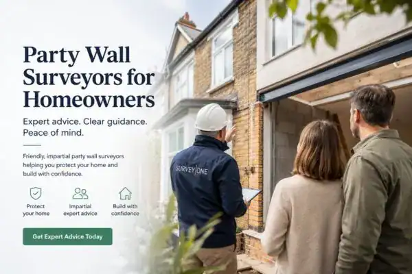 Image of couple with Party wall survey from Survey One Leicester